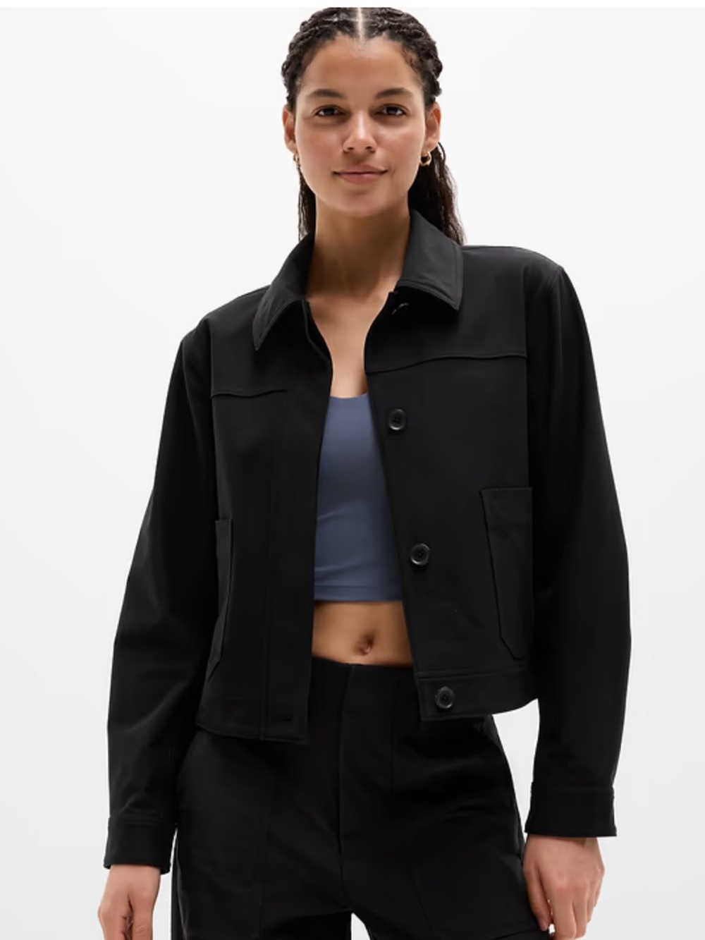 Athleta Skyline Chore Black Boxy Utility Jacket Sz Medium NWT
Outerwear